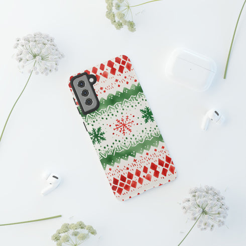 Watercolor Christmas Knitting - Impact Resistant Phone Case